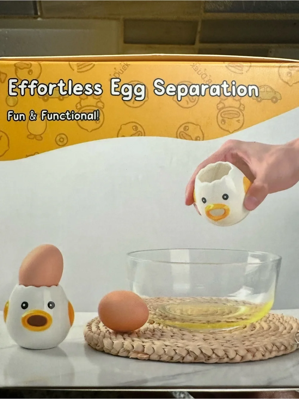 Girls egg separator Yellow and White as on box